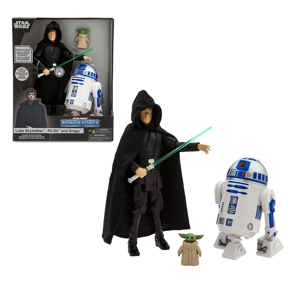 Disney Luke Skywalker, R2-D2 And Grogu Talking Action Figure Set – Star Wars Power Force – 10'' H 3 Disney Luke Skywalker, R2-D2 And Grogu Talking Action Figure Set – Star Wars Power Force – 10'' H