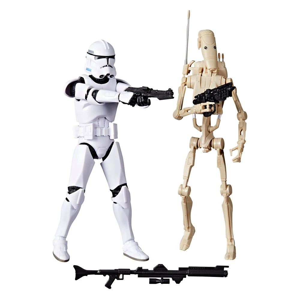 Disney Phase II Clone Trooper And Battle Droid Action Figure Set – Star Wars: The Clone Wars – The Black Series 4 Disney Phase II Clone Trooper And Battle Droid Action Figure Set – Star Wars: The Clone Wars – The Black Series - Image 2