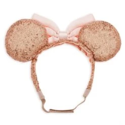 Disney Minnie Mouse Sequin Ear Headband With Strap For Adults – Rose Gold & Pink -toy 2021059554749 1