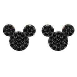 Disney Mickey Mouse Black Pave Earrings By CRISLU – Rose Gold