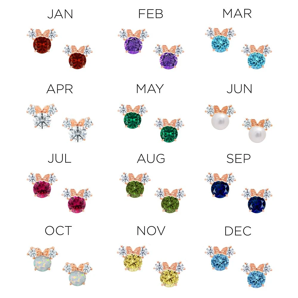 Disney Minnie Mouse Birthstone Earrings For Kids By CRISLU – Rose Gold 4 Disney Minnie Mouse Birthstone Earrings For Kids By CRISLU – Rose Gold - Image 2
