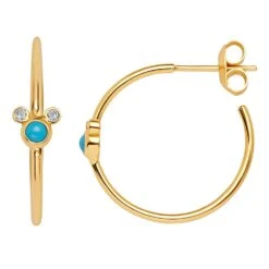 Disney Mickey Mouse Icon Turquoise Hoop Earrings By CRISLU -toy 7401057016951 1